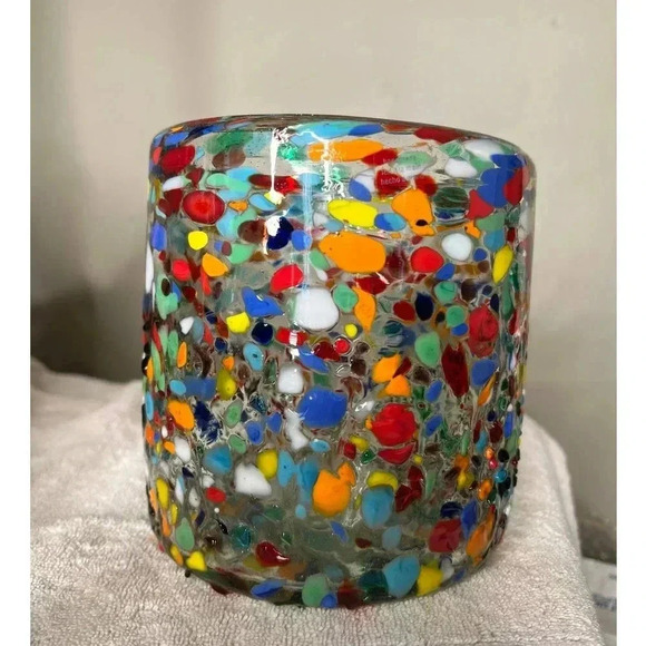 Crate And Barrell Confetti Pebbled Glass Vase - Picture 1 of 8